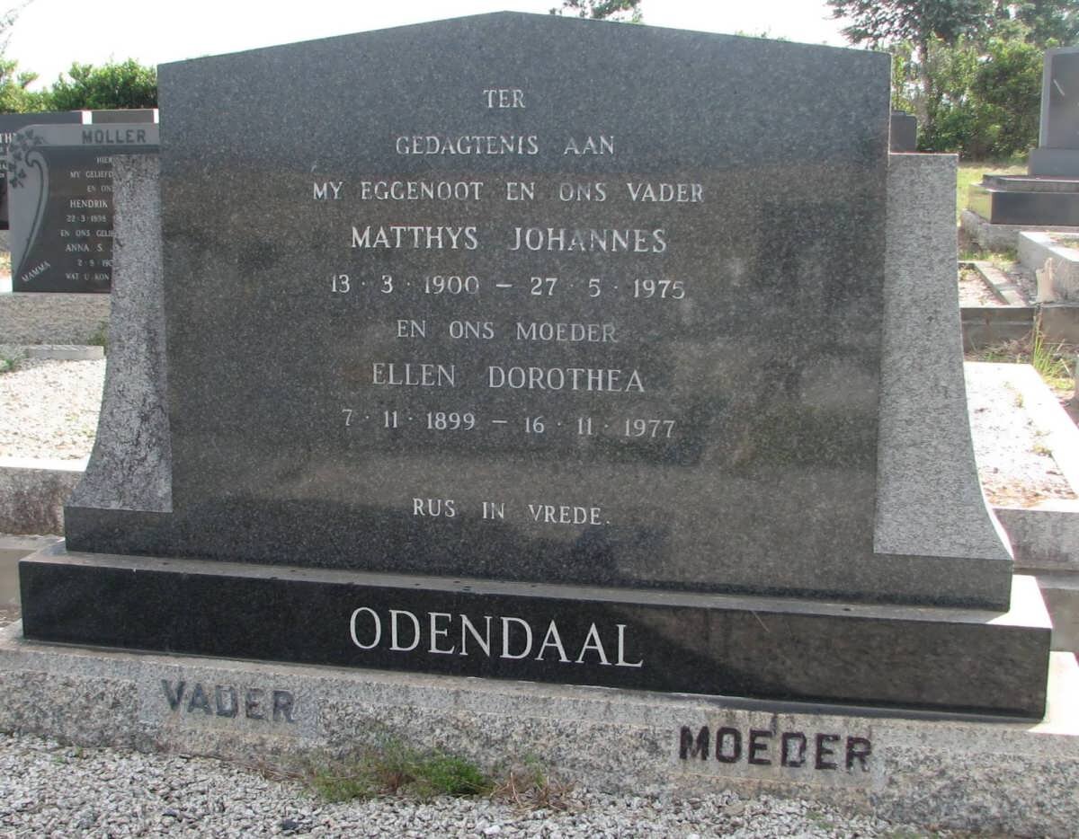 ODENDAAL Matthys Johannes 1900-1975 &amp; Ellen Dorothea 1899-1977