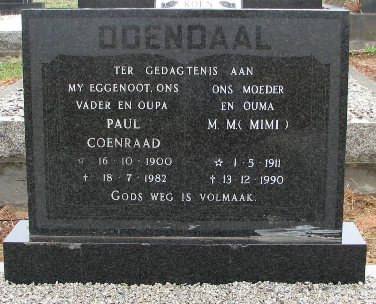 ODENDAAL Paul Coenraad 1900-1982 &amp; M.M. 1911-1990