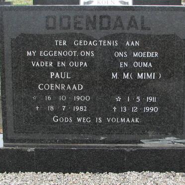 ODENDAAL Paul Coenraad 1900-1982 &amp; M.M. 1911-1990