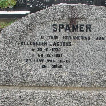 SPAMER Alexander Jacobus 1930-1981