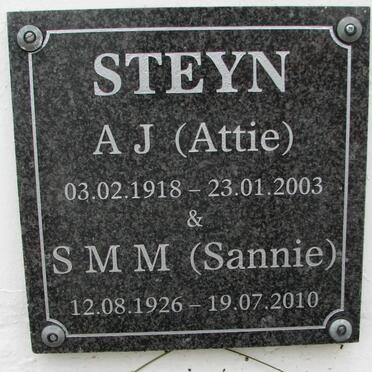 STEYN A.J. 1918-2003 &amp; S.M.M. 1926-2010