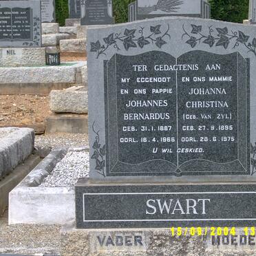 SWART Johannes Bernardus 1887-1966 &amp; Johanna Christina VAN ZYL 1895-1975