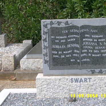 SWART Adriaan Hendrik 1892-1963 &amp; Johanna S.M. 1906-1994