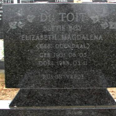 TOIT Elizabeth Magdalena du, nee ODENDAAL 1901-1988