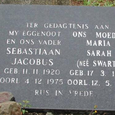 ? Sebastiaan Jacobus 1920-1975 &amp; Maria Sarah SWART 1916-1996
