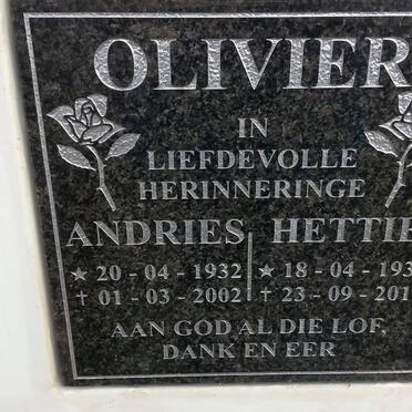 OLIVIER Andries 1932-2002 &amp; Hettie 1934-2012