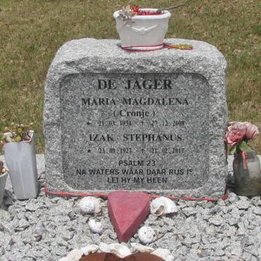 JAGER Izak Stephanus, de 1927-2017 &amp; Maria Magdalena CRONJE 1934-2008