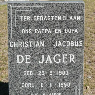 JAGER Christian Jacobus, de 1903-1990