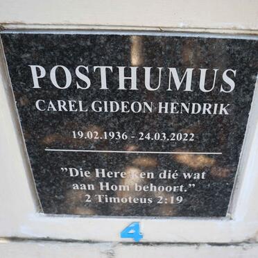 POSTHUMUS Carel Gideon Hendrik 1936-2022