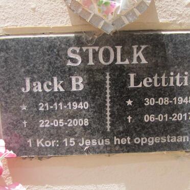 STOLK Jack B. 1940-2008 &amp; Lettitia 1948-2017