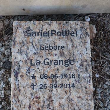 GRANGE Sarie, le 1916-2014