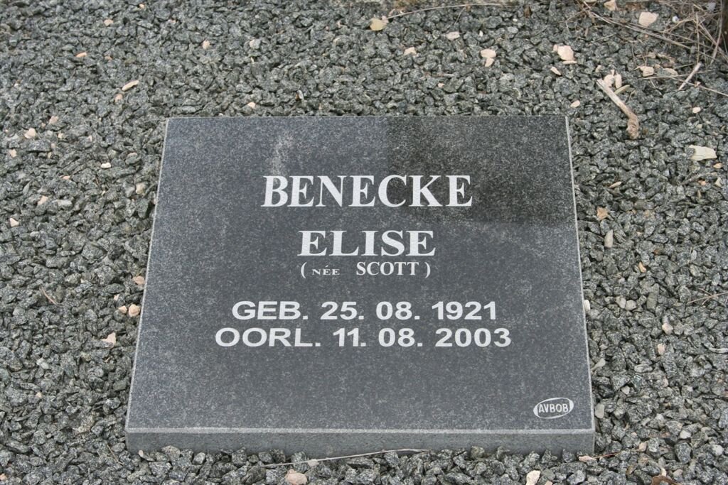 BENECKE Elise nee SCOTT 1921-2003