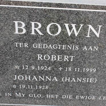 BROWN Robert 1924-1999 &amp; Johanna 1928-