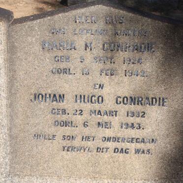CONRADIE Johan Hugo 1932-1943 &amp; Maria M. 1924-1942