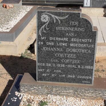 COETZEE Johanna Dorothea nee COETZEE 1935-1965