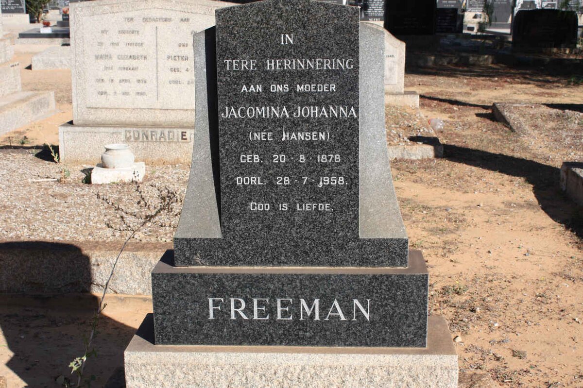 FREEMAN Jacomina Johanna nee HANSEN 1878-1958