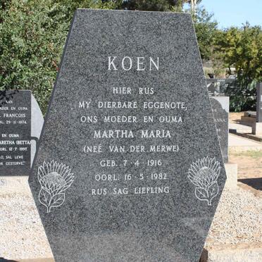 KOEN Martha Maria nee VAN DER MERWE 1916-1982