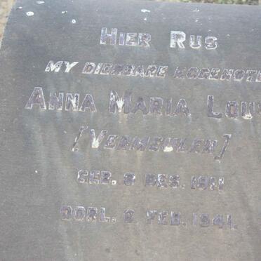 LOUW Anna Maria nee VERMEULEN 1911-1941