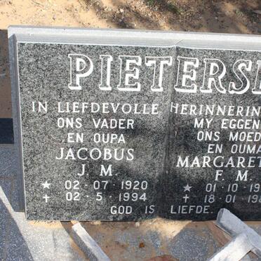PIETERSE Jacobus J.M. 1920-1994 &amp; Margaretha F.M. 1927-1986