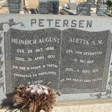 PETERSEN Heinrich August 1898-1977 &amp; Aletta S.M. VAN DEVENTER 1913-1971