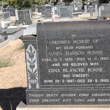 RONNE James Hanson 1898-1960 &amp; Edna Blanche VINCENT 1897-1965