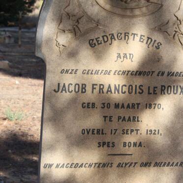 ROUX Jacob Francois, le 1870-1921