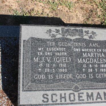 SCHOEMAN M.J.V.  1912-1980 &amp; Martha Magdalena  1916-1999