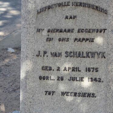 SCHALKWYK  J.P., van 1875-1942