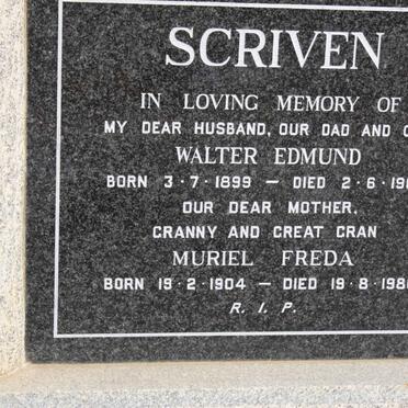 SCRIVEN Walter Edmund 1899-1967 &amp; Muriel Freda 1904-1986