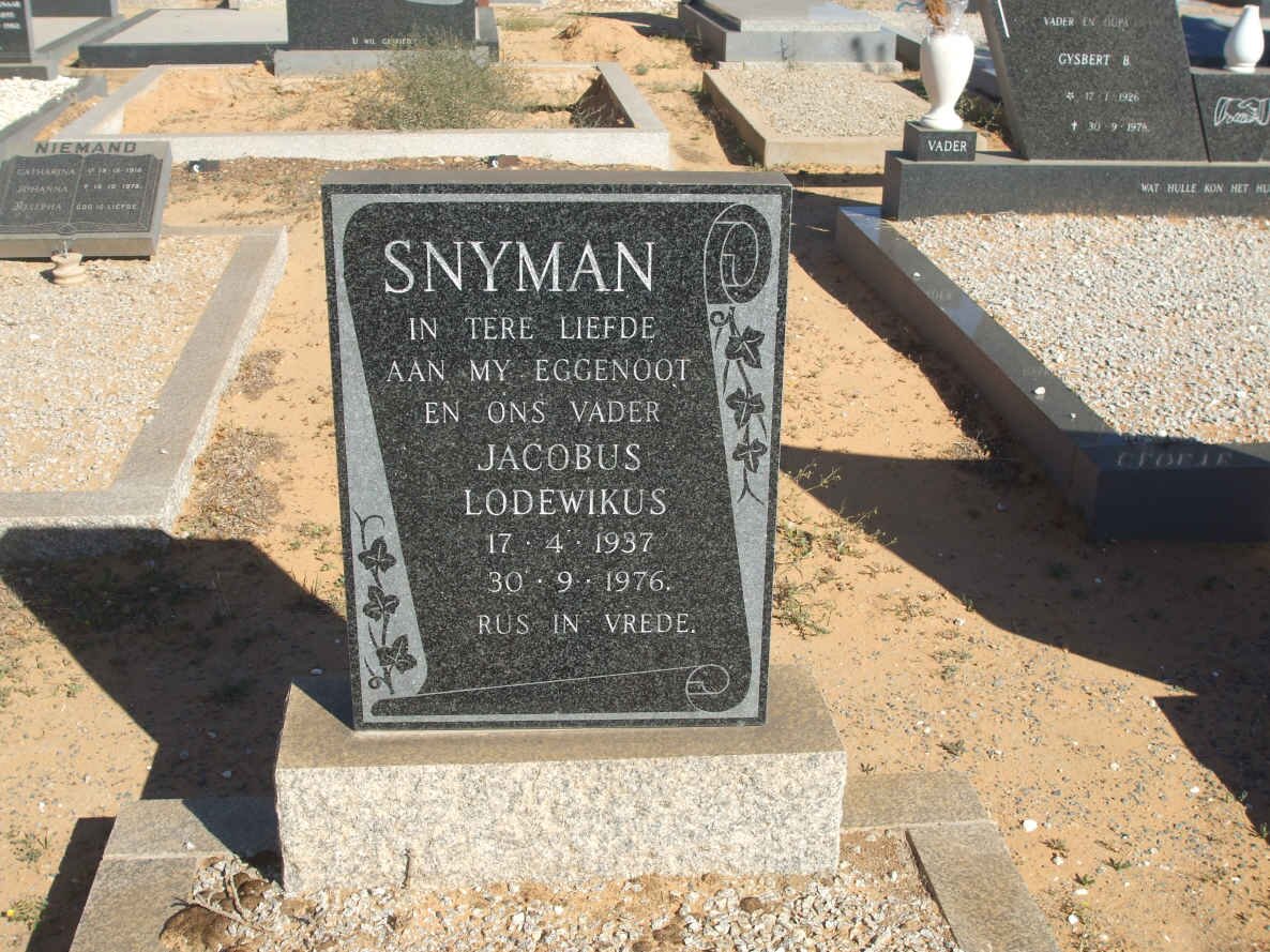 SNYMAN Jacobus Lodewikus 1937-1976