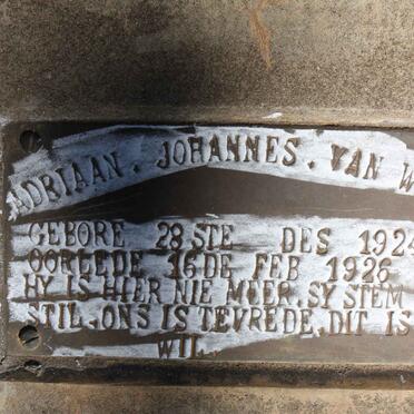 WYK Adriaan Johannes, van 1924-1926