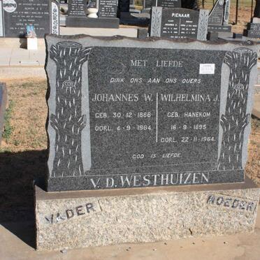 WESTHUIZEN Johannes W., van der 1886-1964 &amp; Wilhelmina J. HANEKOM  1895-1964 ::  VAN DER WESTHUIZEN Johanna 1925-2000