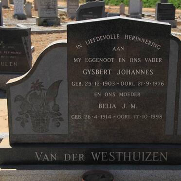 WESTHUIZEN Gysbert Johannes van der 1903-1976 &amp; Belia J.M. 1914-1998