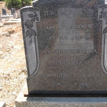 COETZEE Jacoba Fredrika nee KOTZE 1902-1962