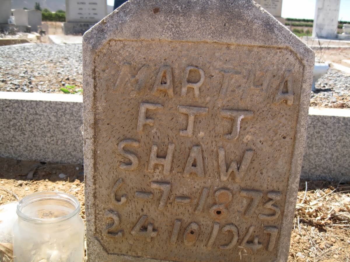 SHAW Martha F.J.J. 1873-1947