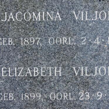 VILJOEN Jacomina 1897-1976 :: VILJOEN Elizabeth 1899-1983