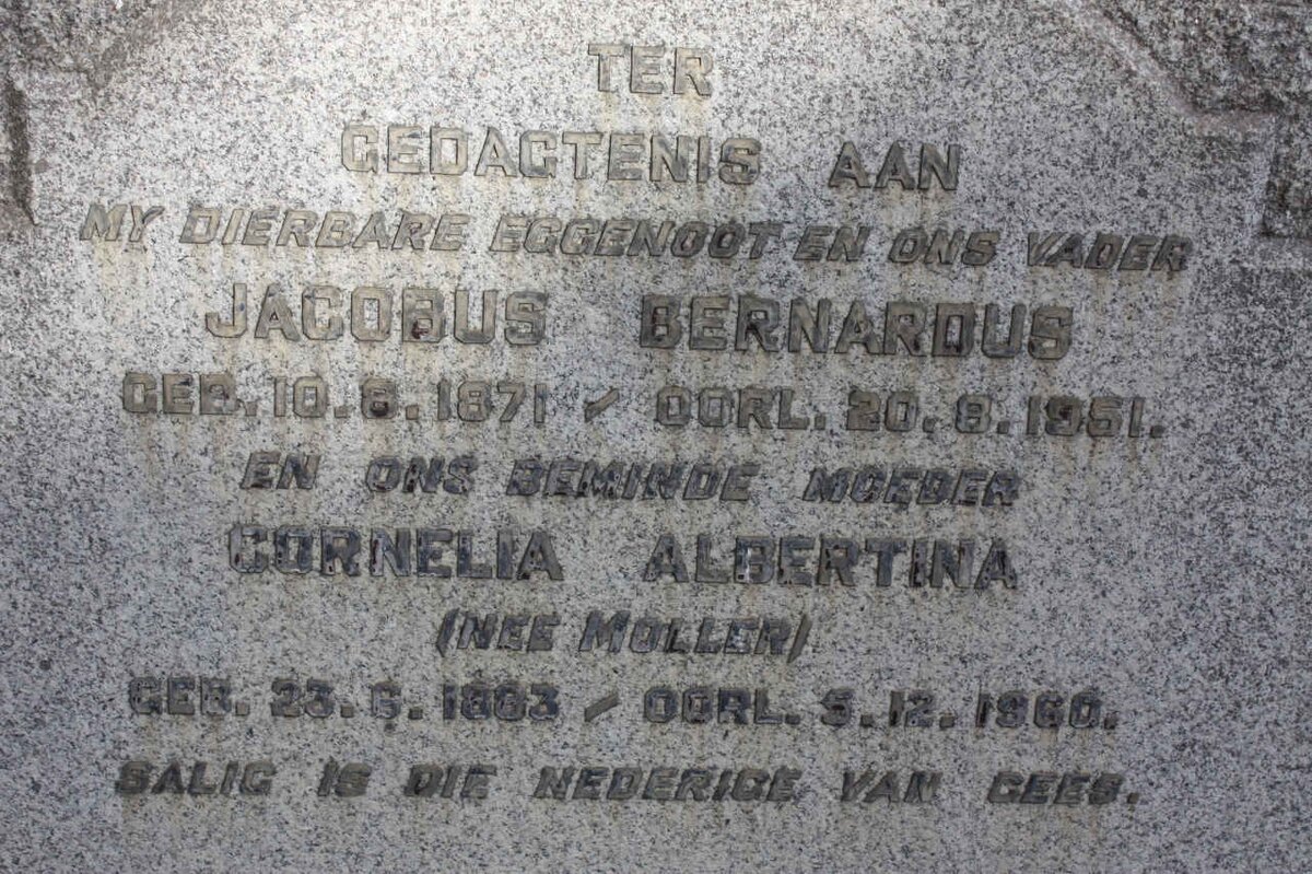 BOTMA Jacobus Bernardus 1871-1951 &amp; Cornelia Albertina MOLLER 1883-1960