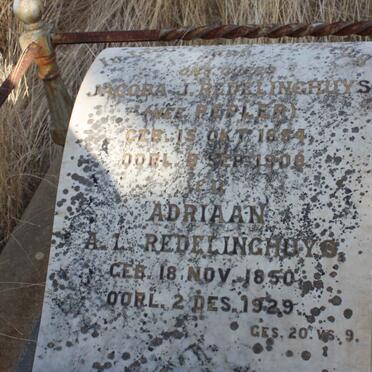 REDELINGHUYS Adriaan A.L. 1850-1929 &amp; Jacoba J. PEPLER 1854-1908
