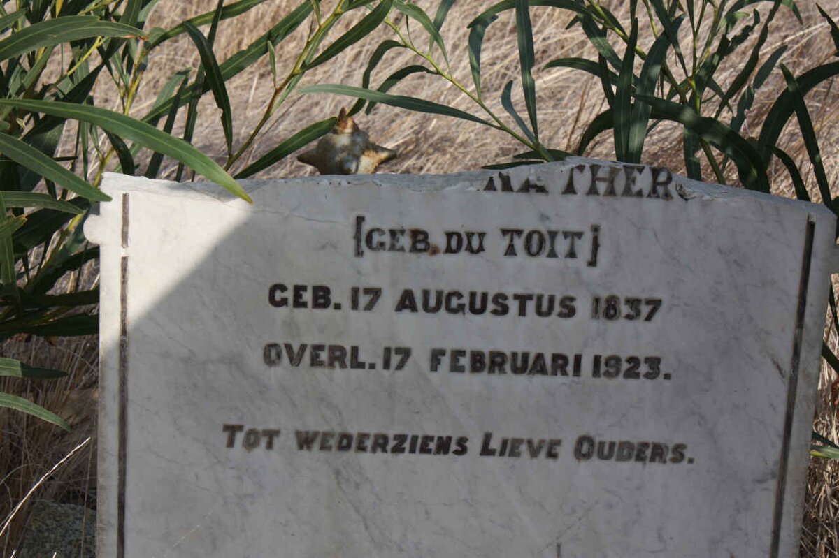 THERON Alida Josina nee DU TOIT 1837-1923