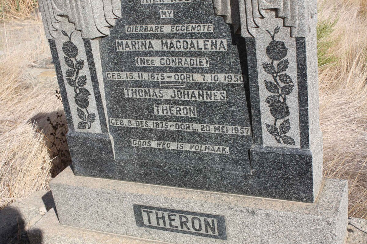 THERON Thomas Johannes 1875-1957 &amp; Marina Magdalena CONRADIE 1875-1950