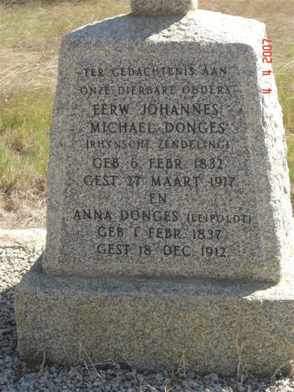 DONGES Johannes Michael 1832-1917 &amp; Anna LEIPOLDT 1837-1912