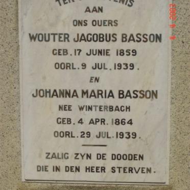 BASSON Wouter Jacobus 1859-1939 &amp; Johanna Maria WINTERBACH 1864-1939