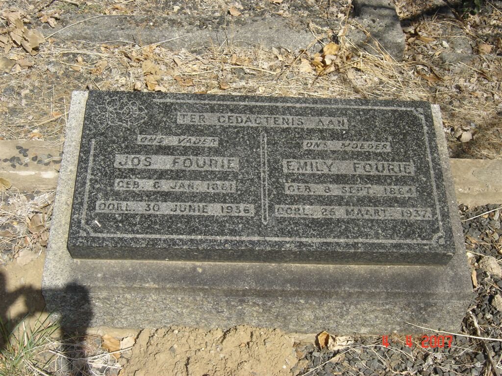 FOURIE Jos 1861-1936 &amp; Emily 1864-1937