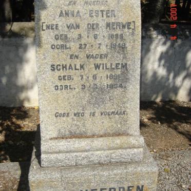 HEERDEN Schalk Willem, van 1891-1954 &amp; Anna Ester VAN DER MERWE 1899-1948