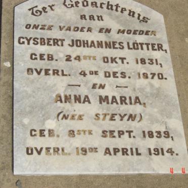 LOTTER Gysbert Johannes 1831-1870 &amp; Anna Maria STEYN 1839-1914