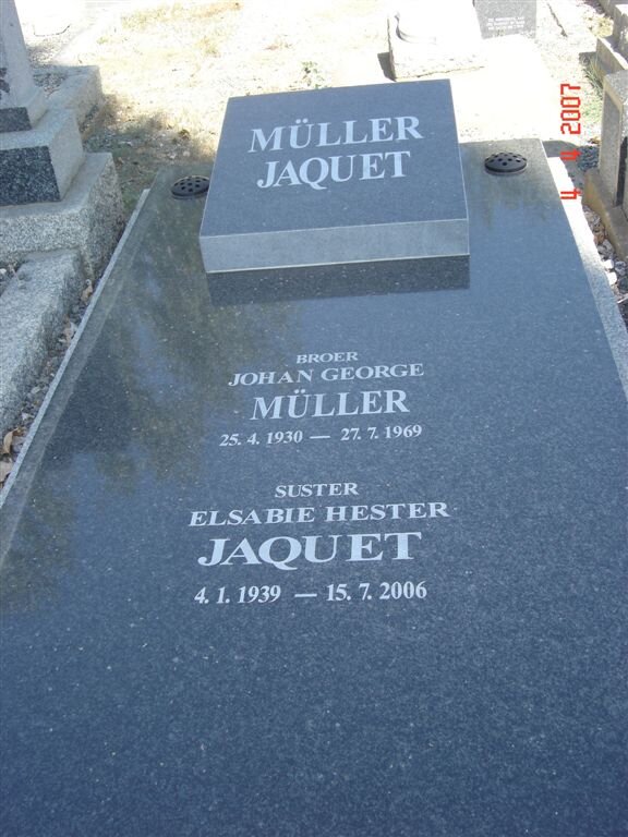 MULLER Johan Georg 1930-1969 :: JAQUET Elsabie Hester 1939-2006