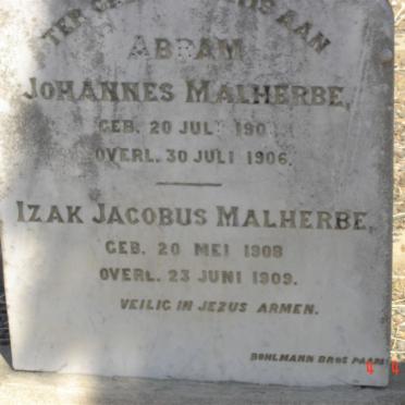 MALHERBE Abram Johannes 1901-1906 :: MALHERBE Izak Jacobus 1908-1909