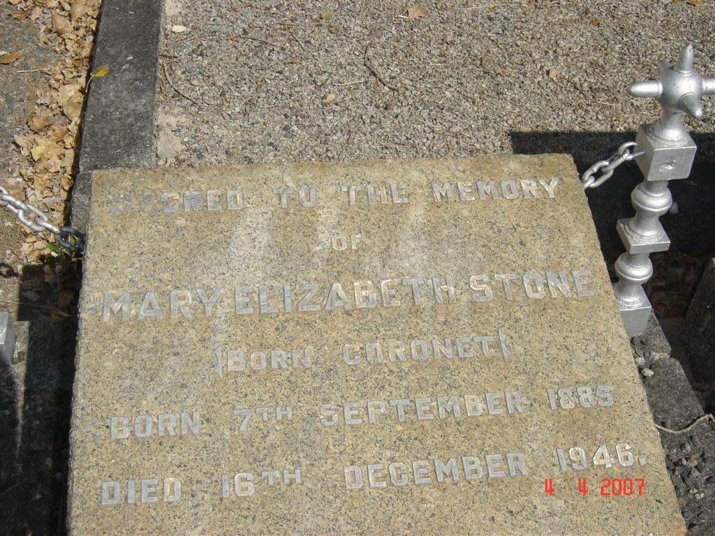 STONE Mary Elizabeth nee CORONET 1885-1946