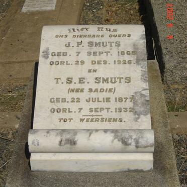 SMUTS J.P. 1868-1926 &amp; T.S.E. SADIE 1877-1932