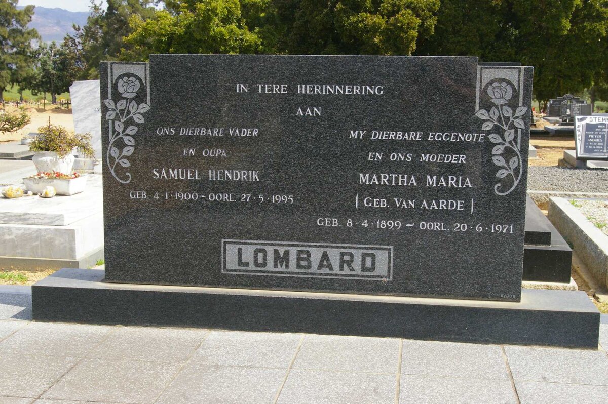 LOMBARD Samuel Hendrik 1900-1995 &amp; Martha Marie VAN AARDE 1899-1971